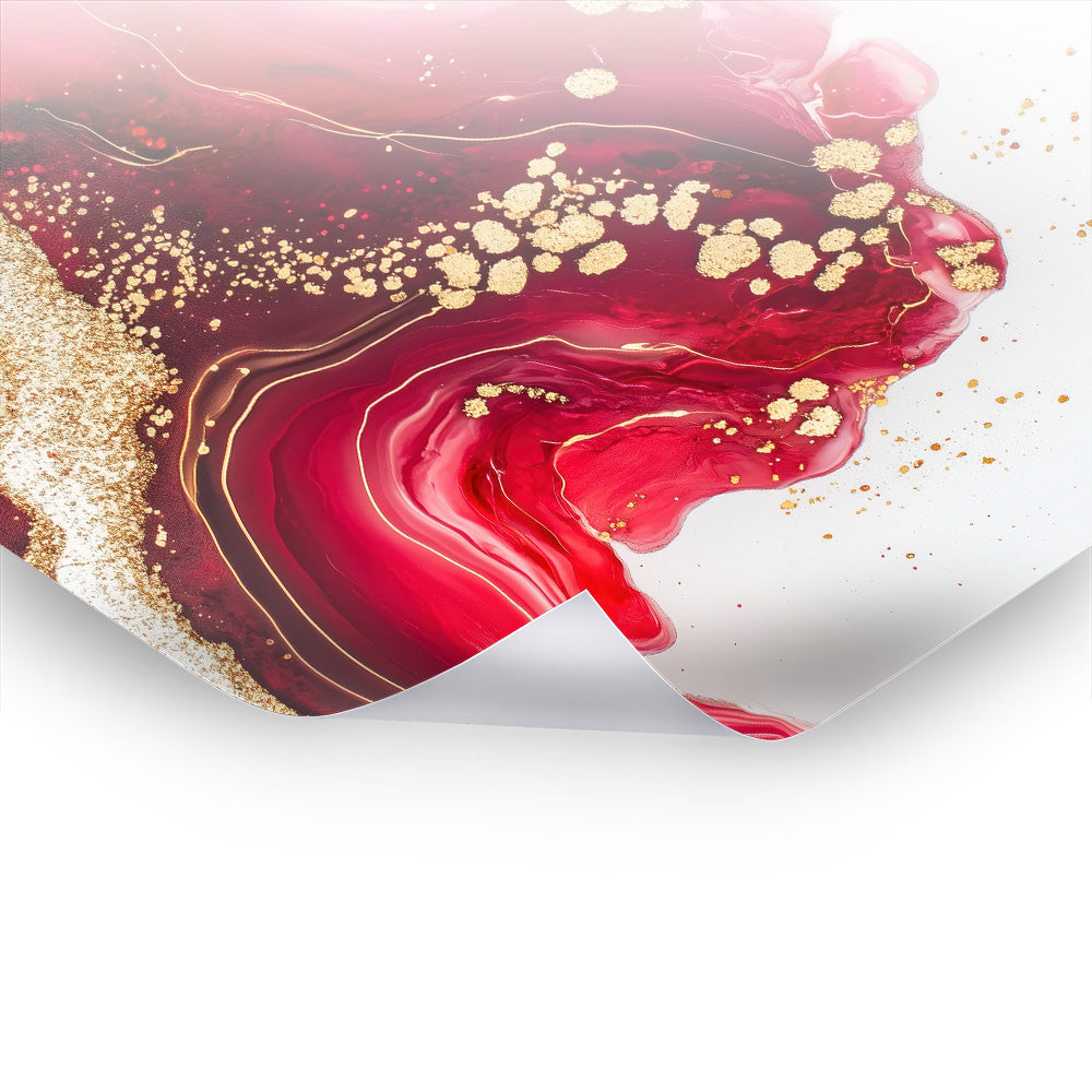 Royal Ruby Flows - Triptychon - Kunstvolles Poster & Hahnemühle im Stil asiatischer Kunst