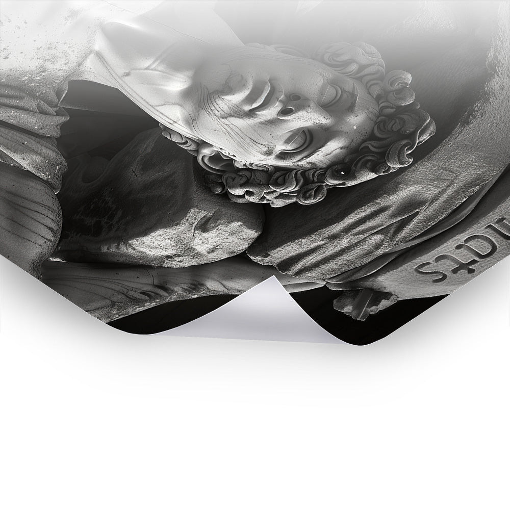 Michelangelo's Exhaustion - Schwarz-Weiß Kunst als Premium Poster & Hahnemühle