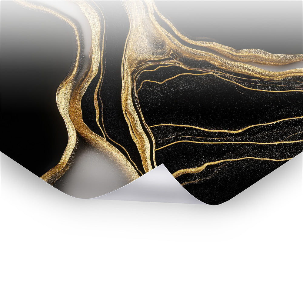 Dark Golden Flow No. 2 - Kunstvolles Poster & Hahnemühle im Stil asiatischer Kunst