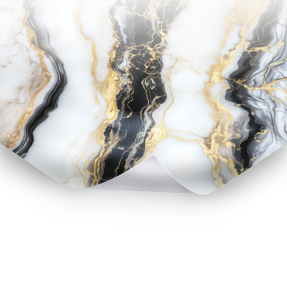 Luxurious Marble Golden Black No. 2 - Kunstvolles Poster & Hahnemühle im Stil asiatischer Kunst