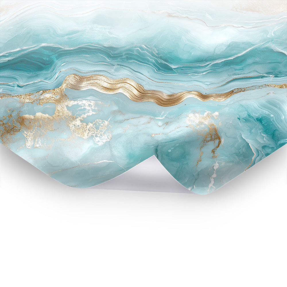 Icy Blue Marble - Triptychon - Kunstvolles Poster & Hahnemühle im Stil asiatischer Kunst