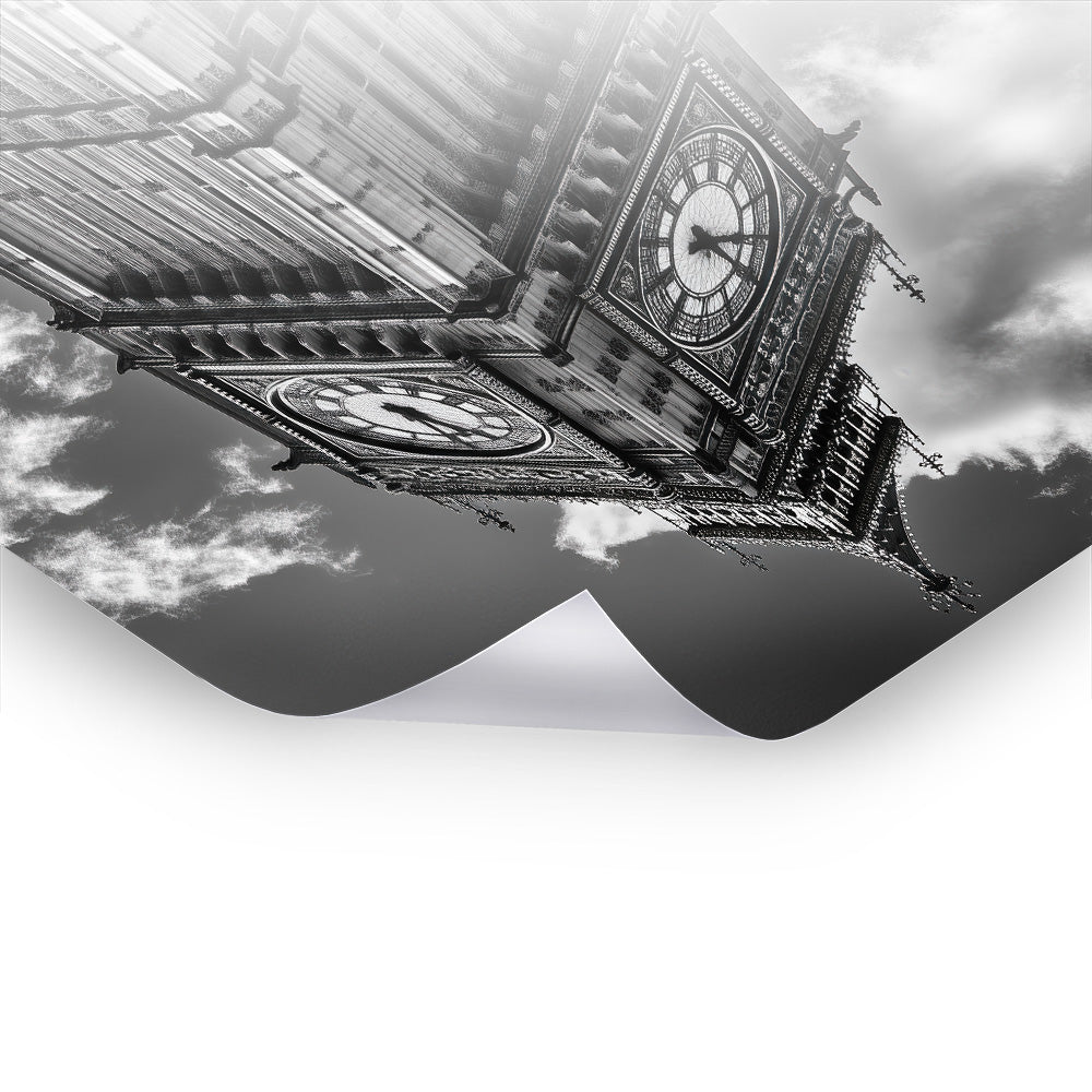 London - Big Ben - Schwarz-Weiß Kunst als Premium Poster & Hahnemühle