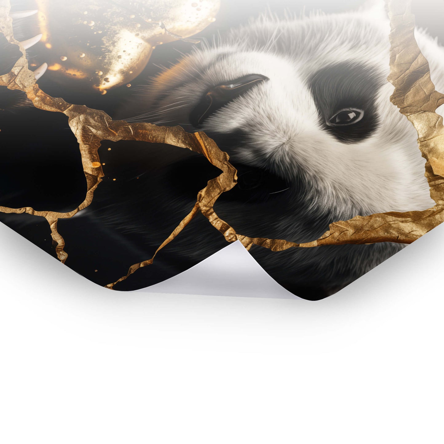 Panda Love - Goldene Bilder als Poster & Hahnemühle-Wandbild