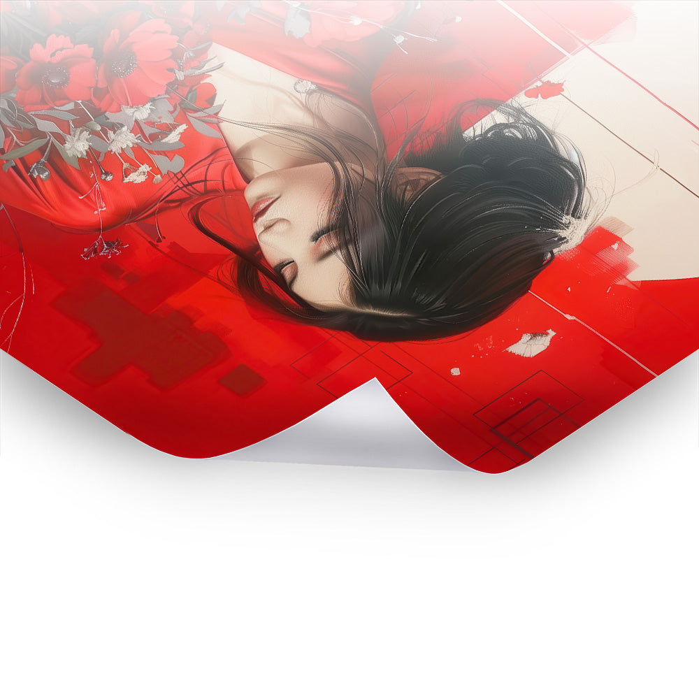 Beauty in Red - Asiatische Kunst als hochwertiges Poster & Hahnemühle