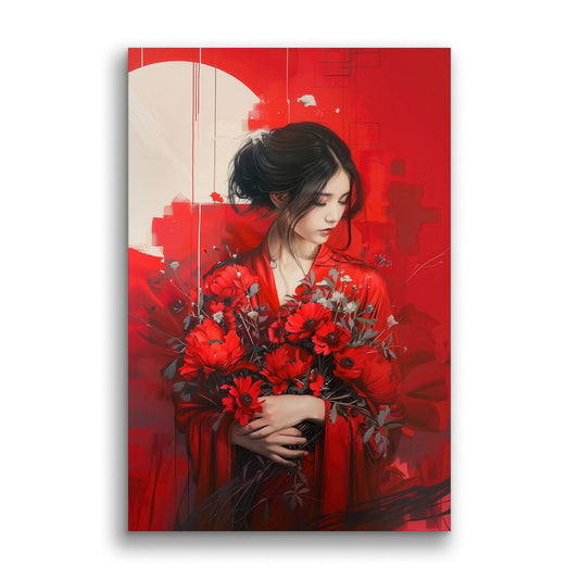 Beauty in Red-Wall Art AI