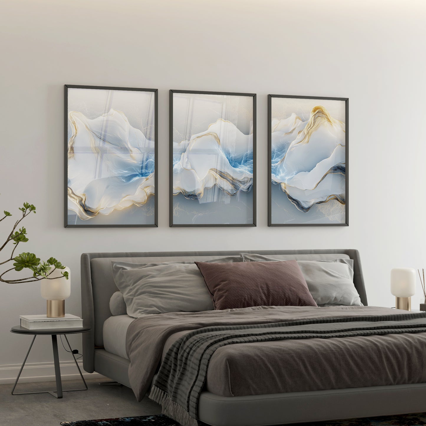 Golden Sky Stream - Triptychon - Triptychon - Wall Art AI