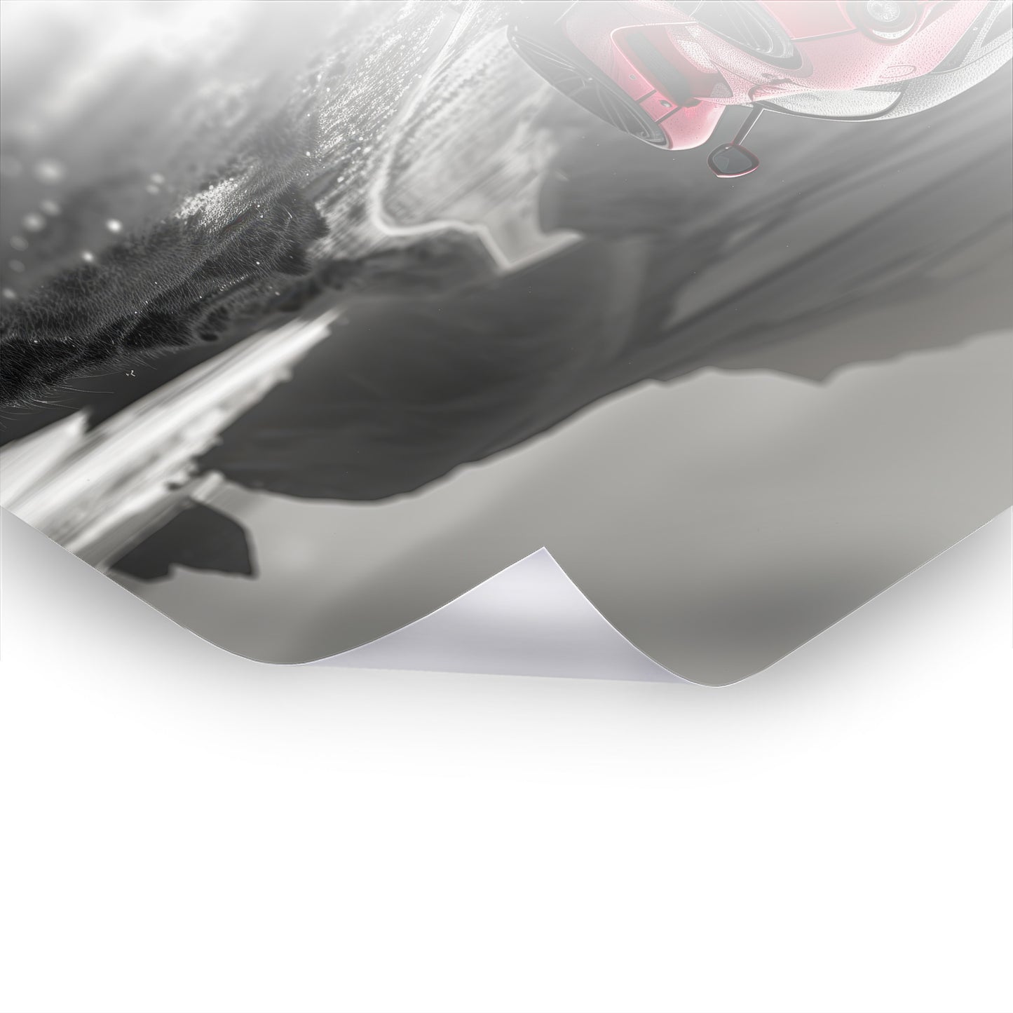 Ferrari - Black & White - Schwarz-Weiß Kunst als Premium Poster & Hahnemühle