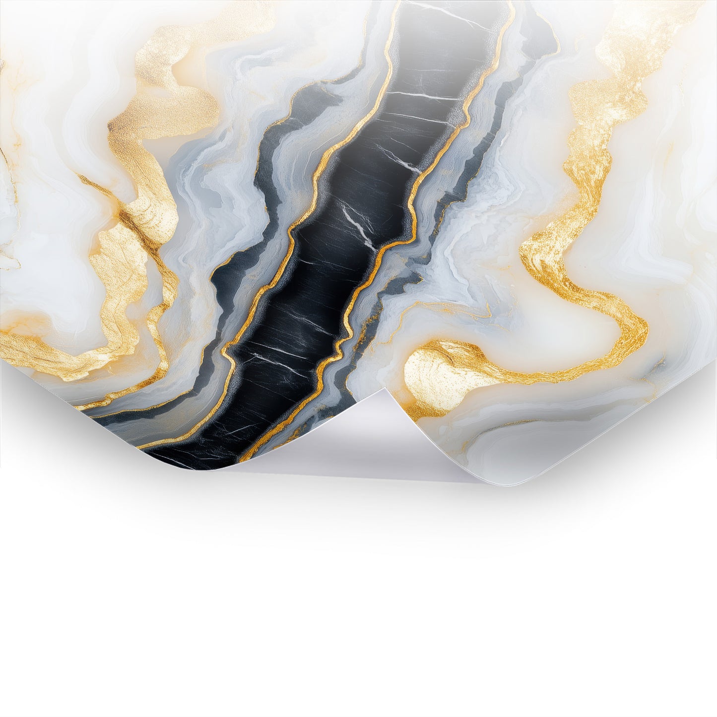 Golden Marble Wave - Kunstvolles Poster & Hahnemühle im Stil asiatischer Kunst