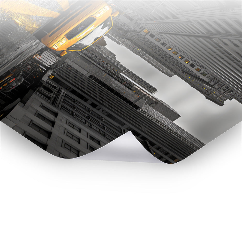 Taxi in Manhattan - Schwarz-Weiß Kunst als Premium Poster & Hahnemühle