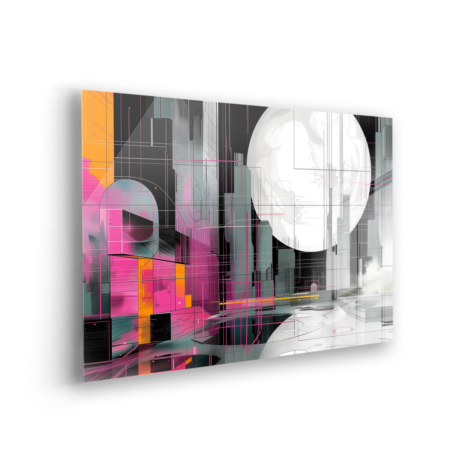 Abstract Metropolis - Abstrakte digitale Kunst auf Acrylglas Wandbild