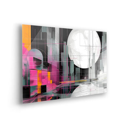 Abstract Metropolis - Abstrakte digitale Kunst auf Acrylglas Wandbild