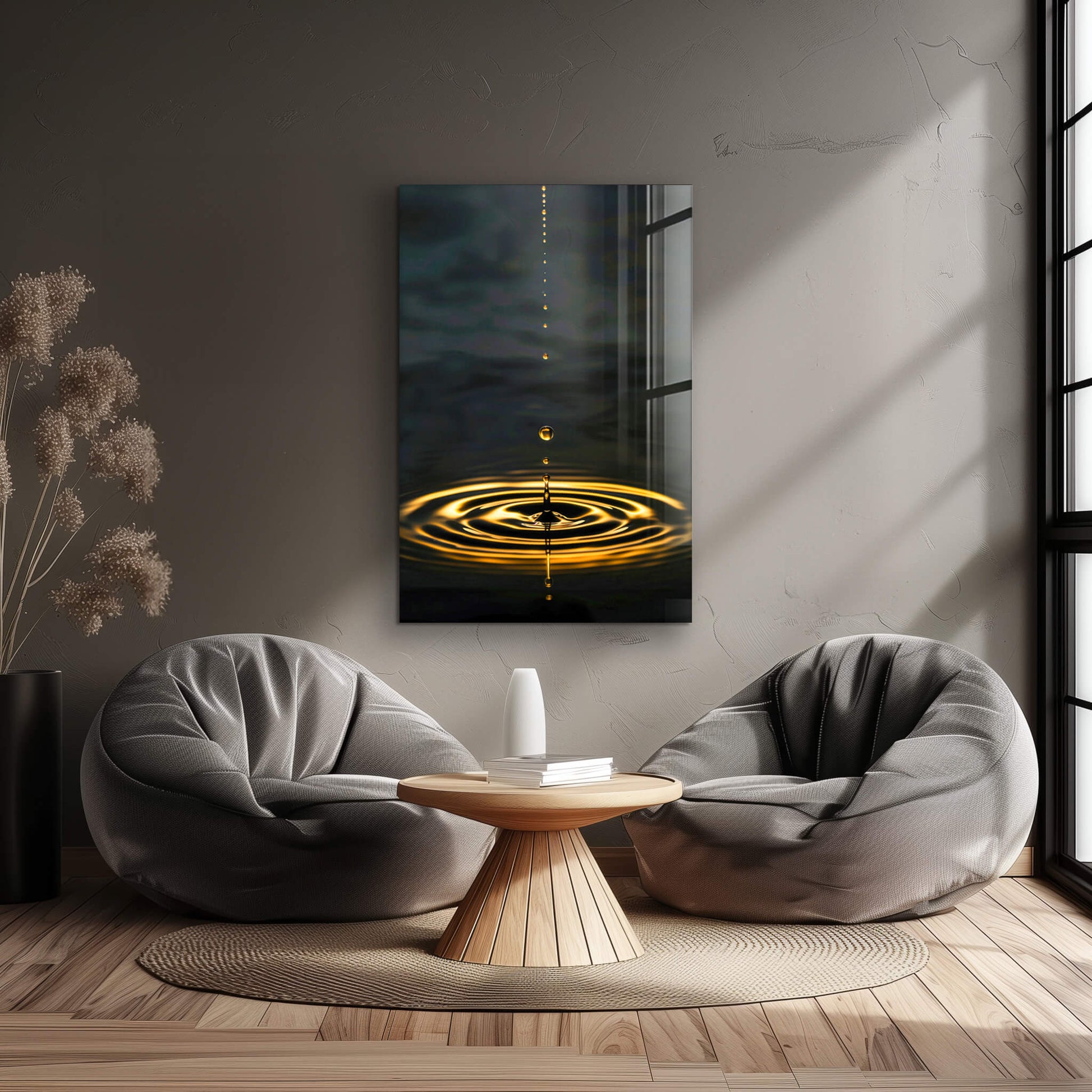 Lonely Goldfall - Wandbild in moderner Wohnumgebung