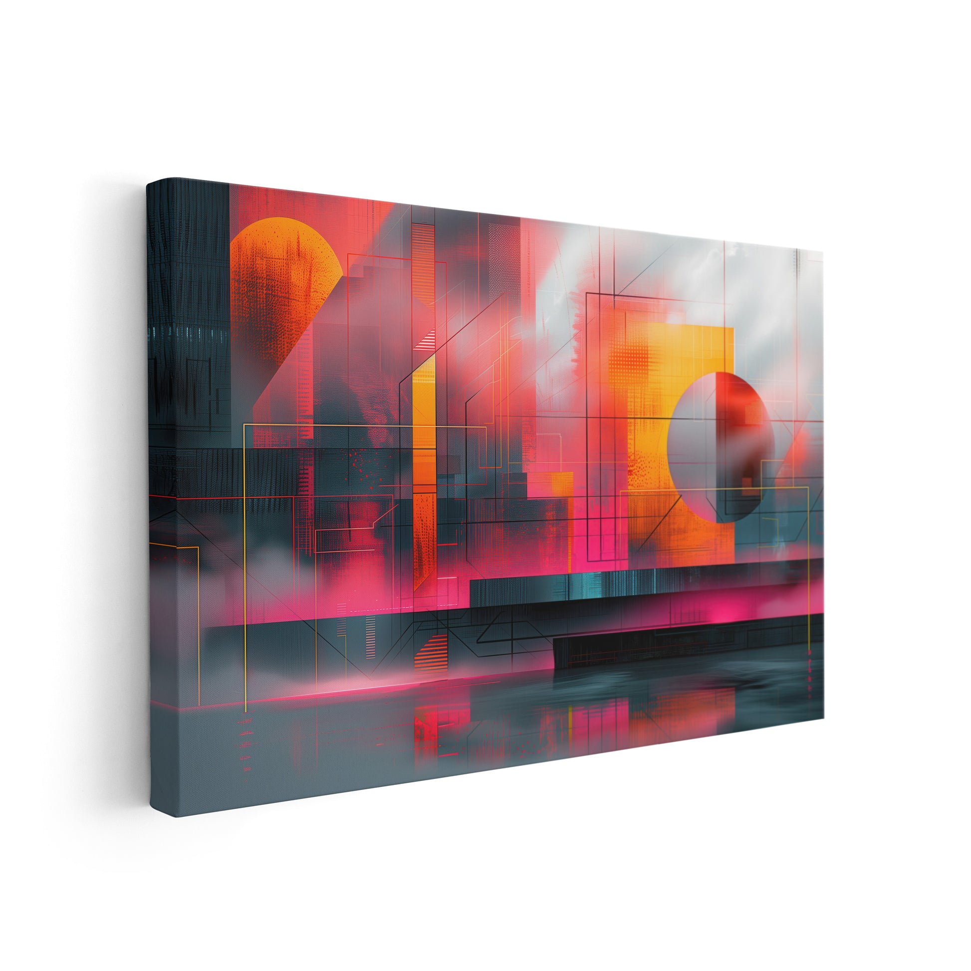 Urban Lightplay - Abstrakte digitale Kunst auf Leinwand