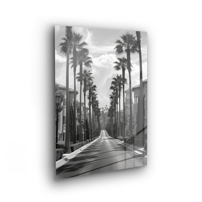 Palm Avenue - Schwarz-Weiß Foto als Acrylglas Wandbild