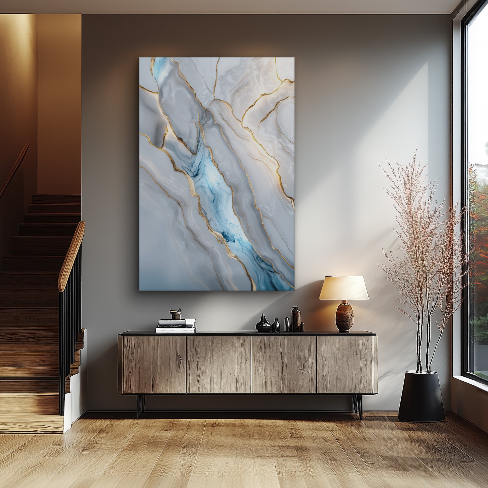 Celestial Marble No. 1 - hochwertiges Wandbild in minimalistischer Inneneinrichtung