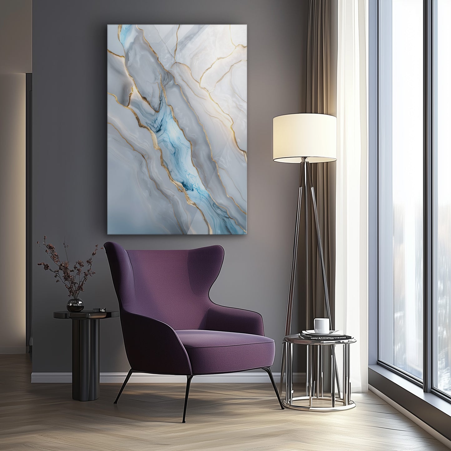Celestial Marble No. 1 - Hochwertige Wandkunst in stilvollem Interieur