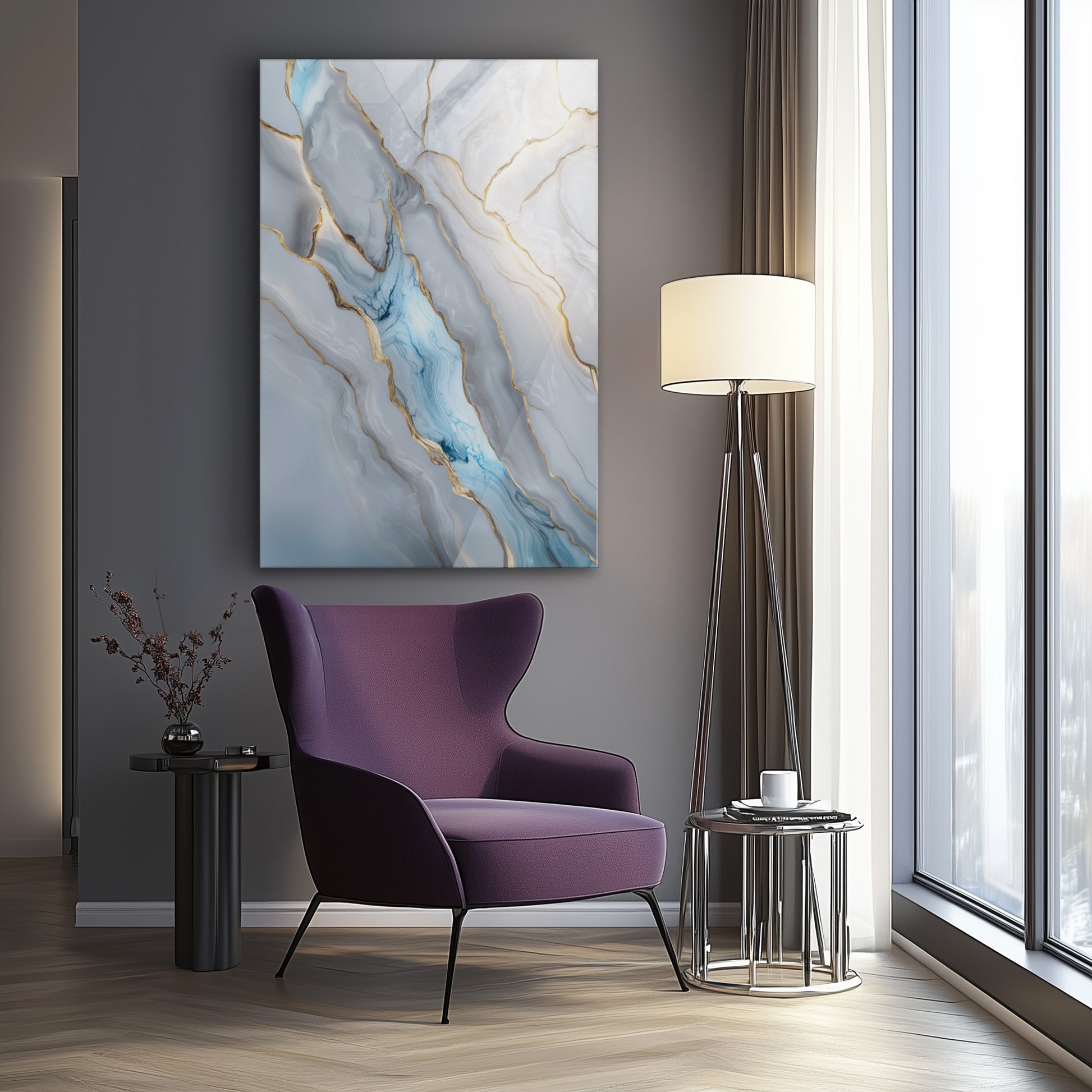 Celestial Marble No. 1 - Hochwertige Wandkunst in stilvollem Interieur