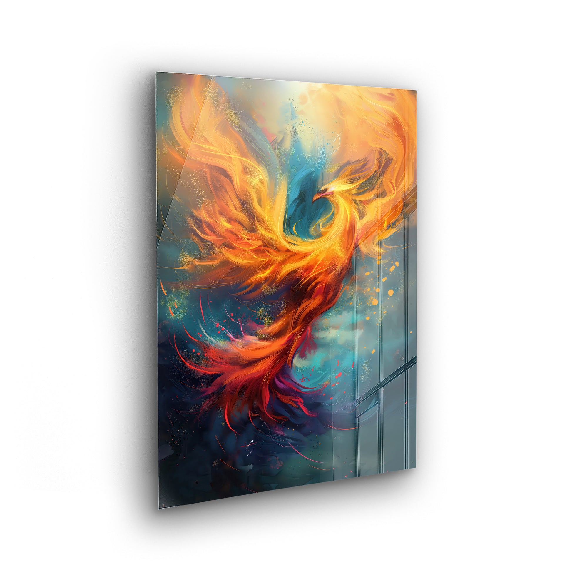 Rise of the Phoenix - bunte Kunst als Acrylglas Wandbild
