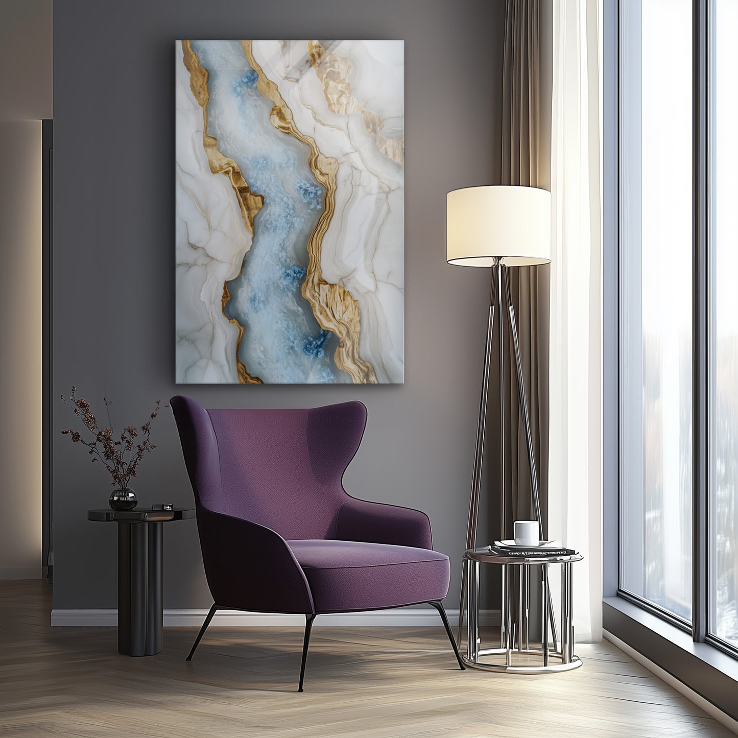 Celestial Marble No. 3 - hochwertiges Wandbild in minimalistischer Inneneinrichtung