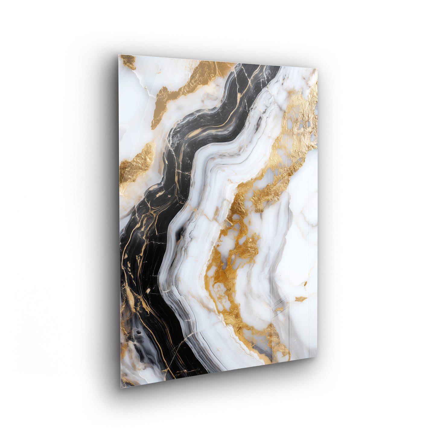 Luxurious Marble Golden Black No. 3 - Fluid Art Wandbild auf Acrylglas