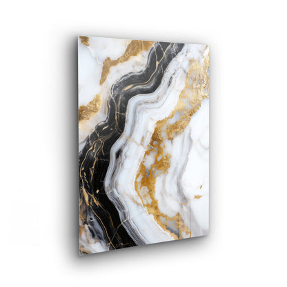 Luxurious Marble Golden Black No. 3 - Fluid Art Wandbild auf Acrylglas