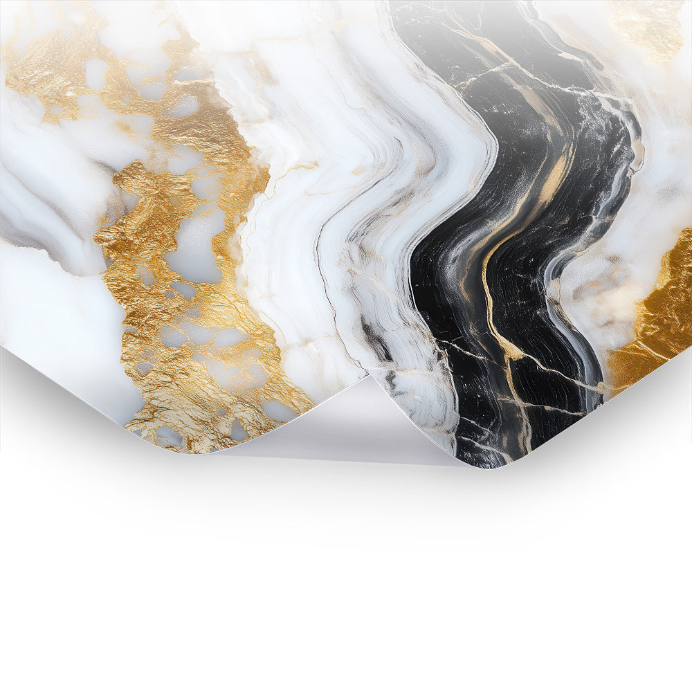 Luxurious Marble Golden Black No. 3 - Kunstvolles Poster & Hahnemühle im Stil asiatischer Kunst