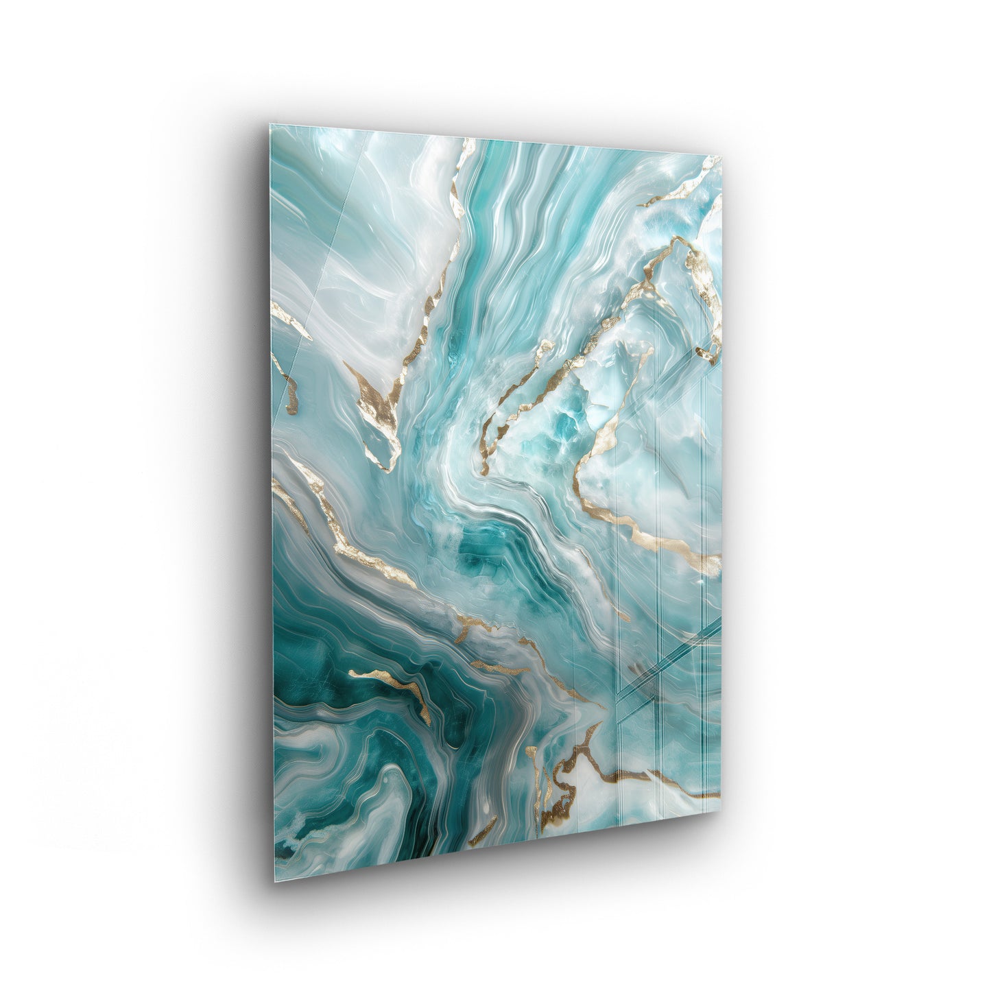 Icy Blue Marble No. 2 - Fluid Art Wandbild auf Acrylglas