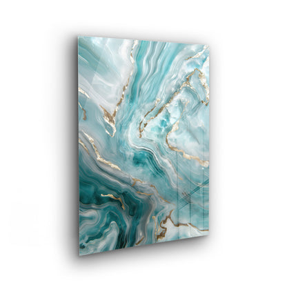 Icy Blue Marble No. 2 - Fluid Art Wandbild auf Acrylglas
