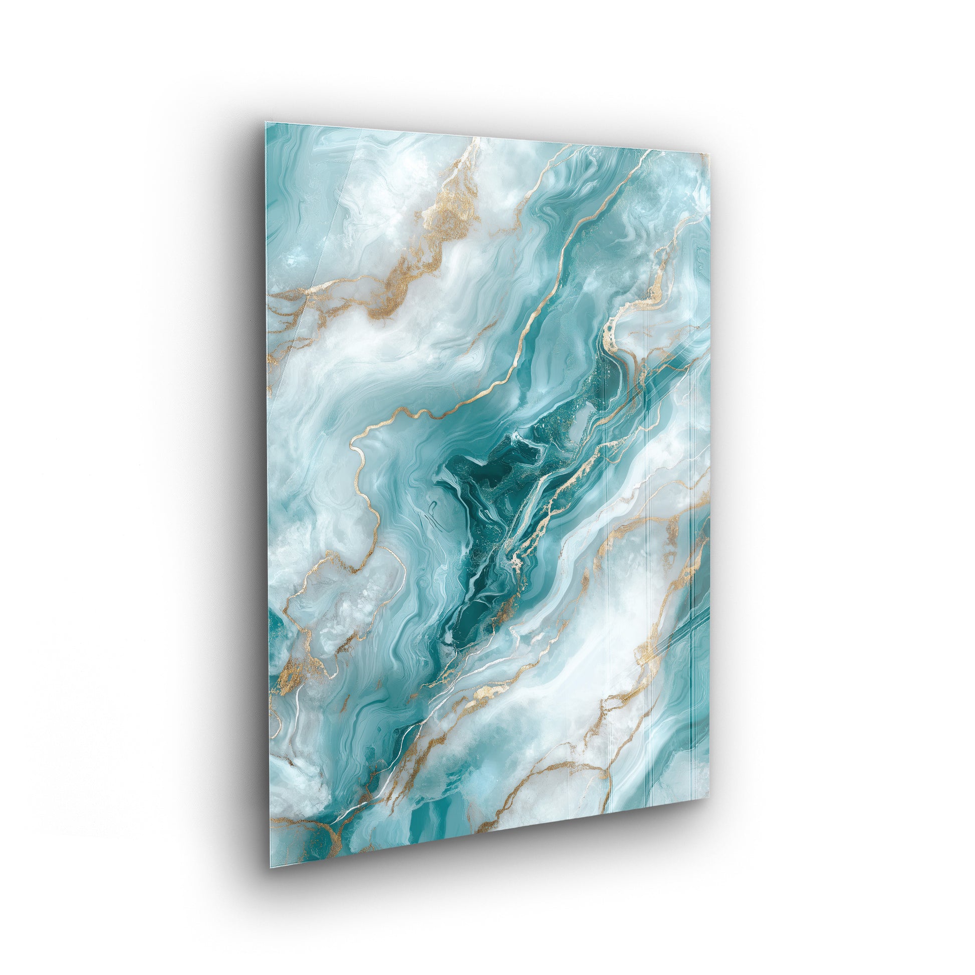 Icy Blue Marble No. 3 - Fluid Art Wandbild auf Acrylglas