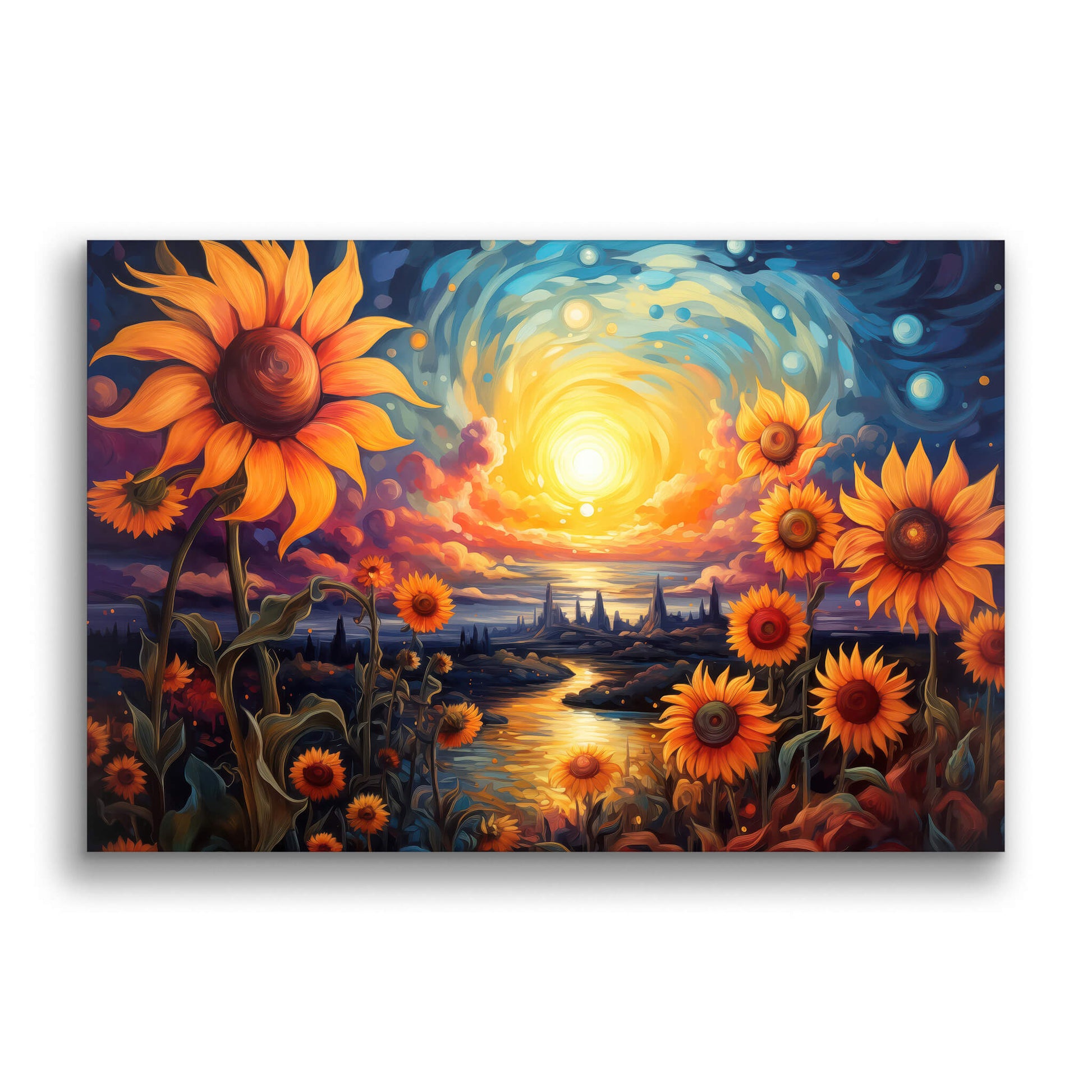 Golden Hour in the Sunflower Field-Wall Art AI