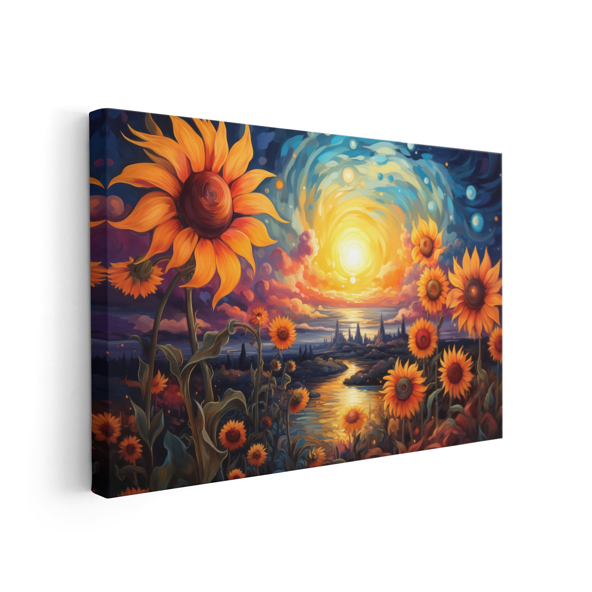 Golden Hour in the Sunflower Field - hochwertiges Leinwand-Kunstwerk von Vincent van Gogh