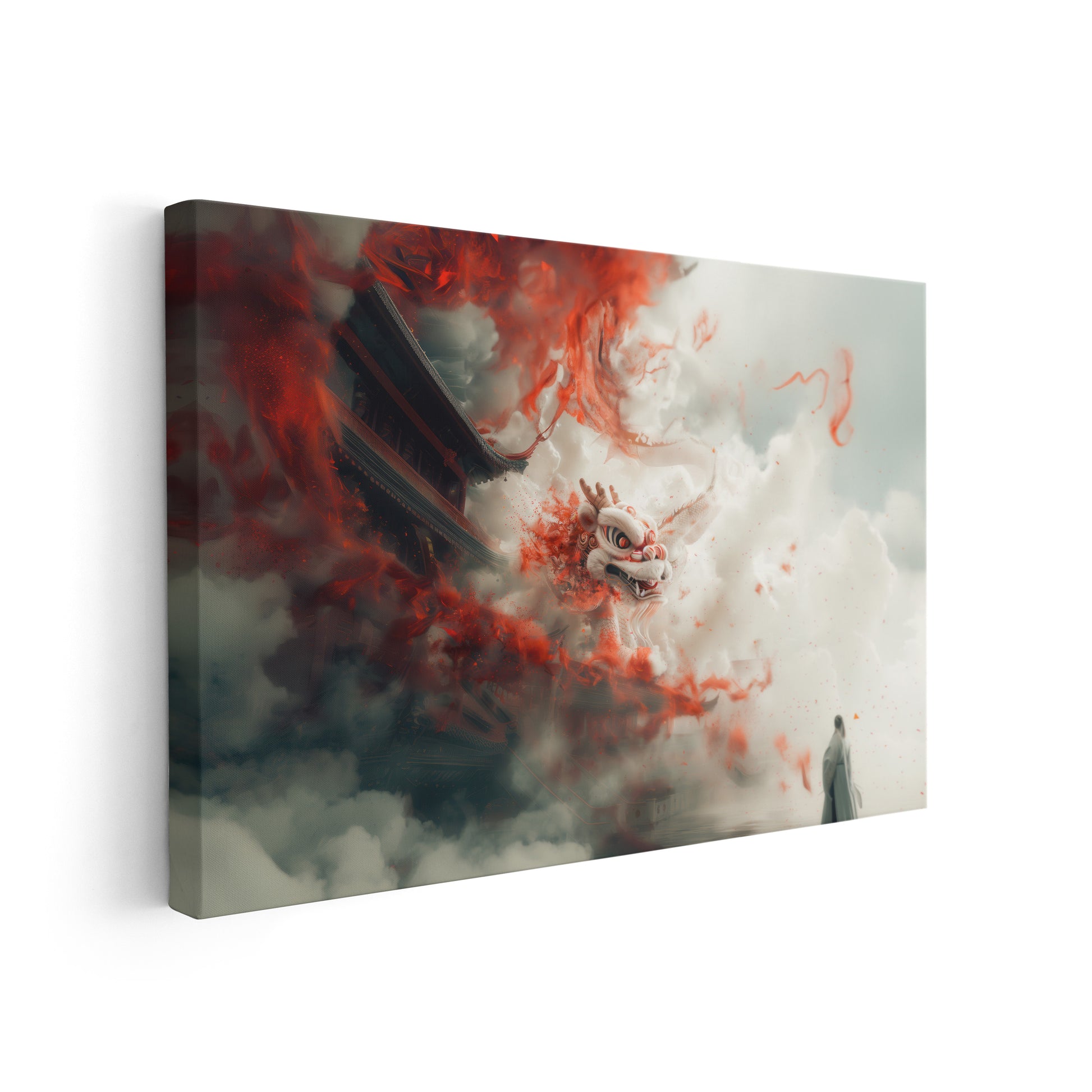 Encounter with the Dragon - Premium Leinwand-Wandbild als asiatische Kunst