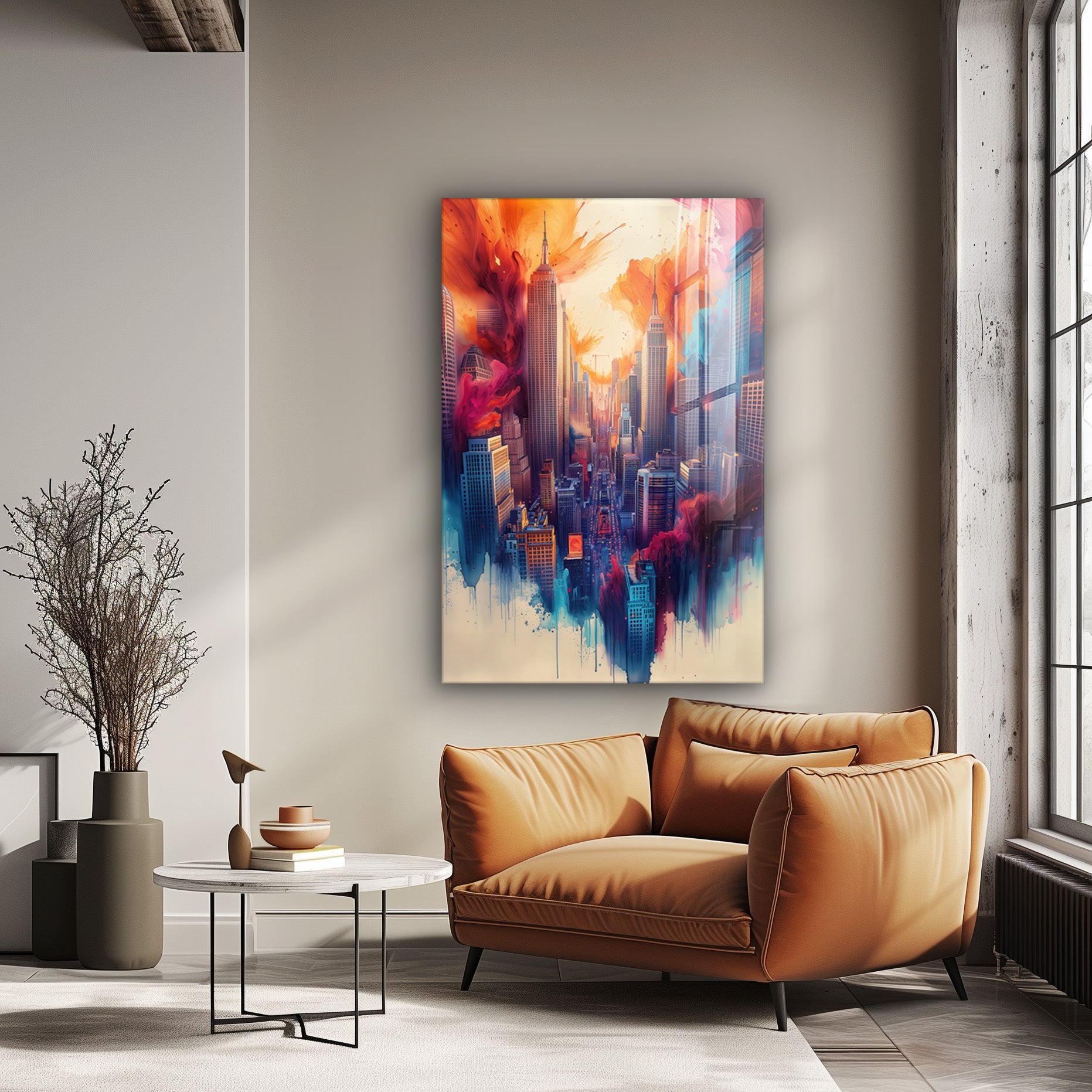 Metropolitan Color Surge - Hochwertige Wandkunst in stilvollem Interieur
