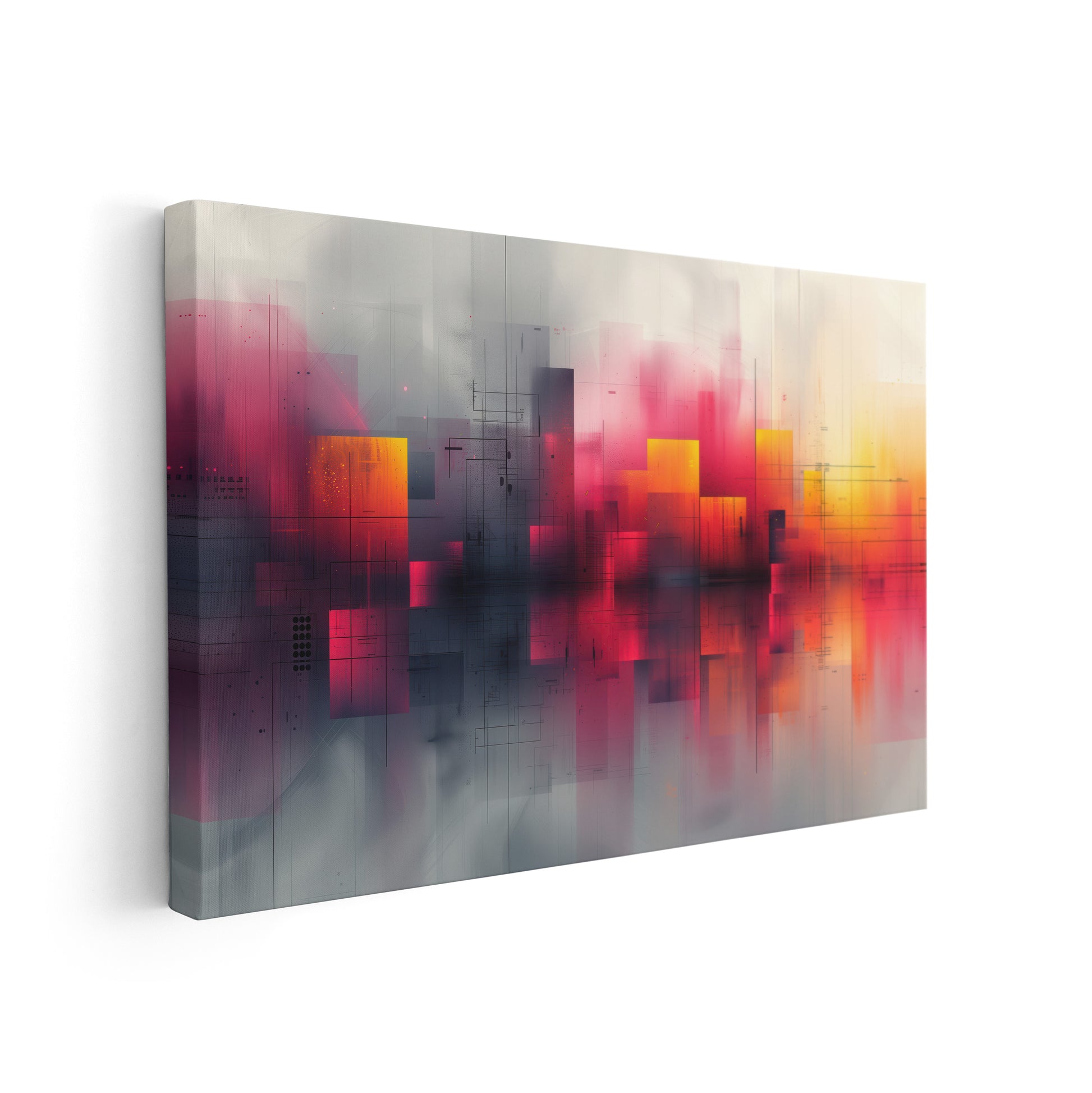 Pixelated Dawn - Abstrakte digitale Kunst auf Leinwand