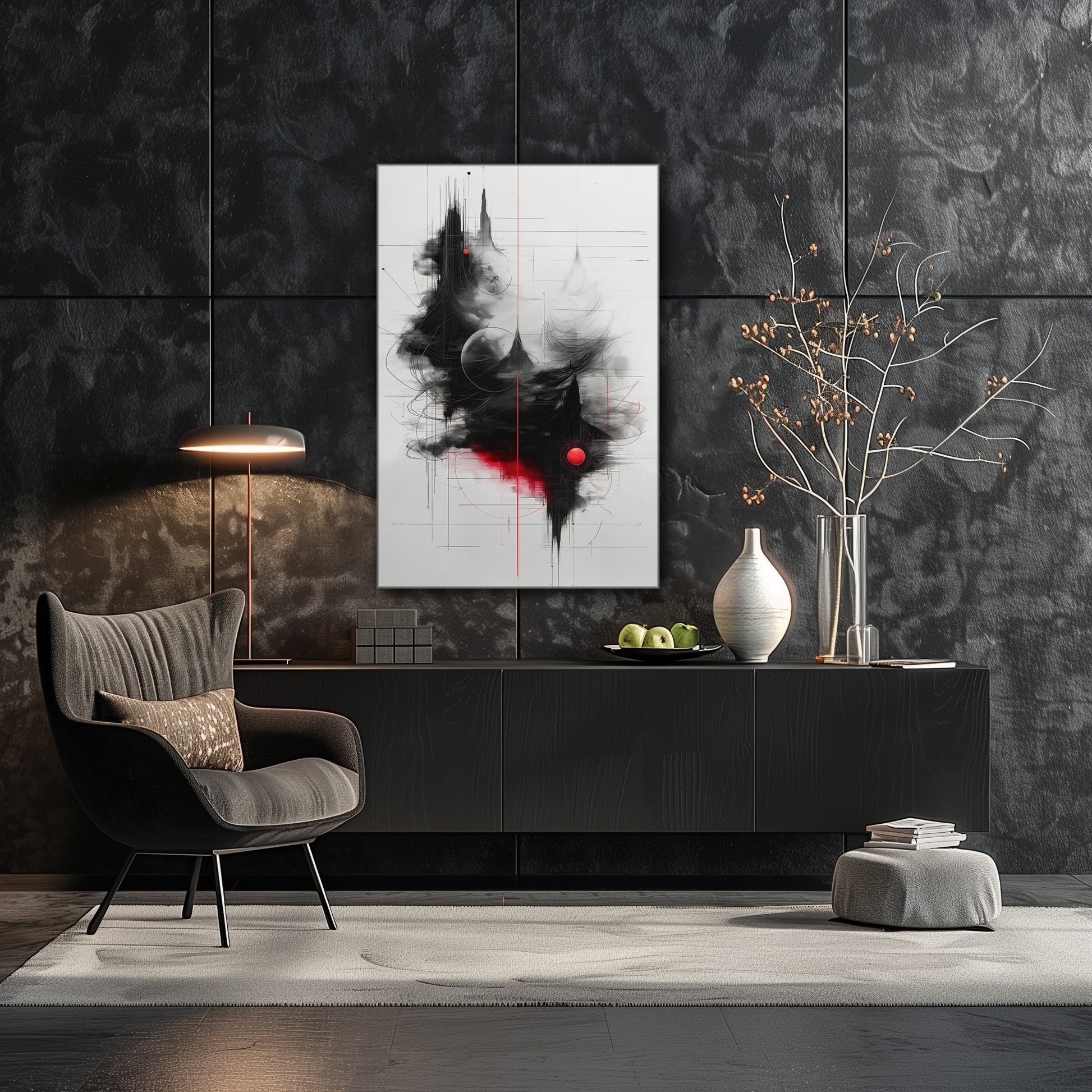 Hidden Spheres - Premium Wandbild in moderner Wohnumgebung