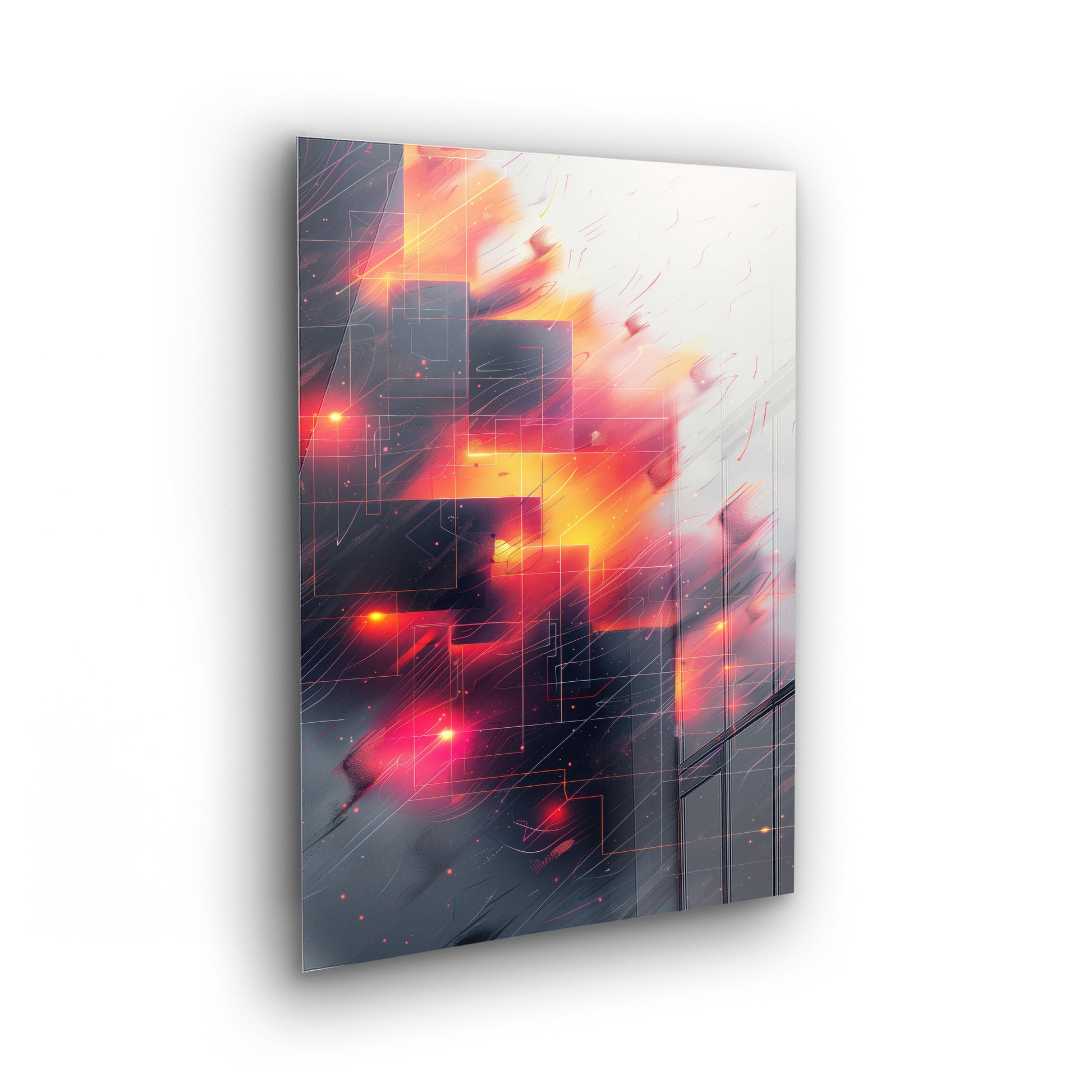 Blazing Mosaic - Abstrakte digitale Kunst auf Acrylglas Wandbild
