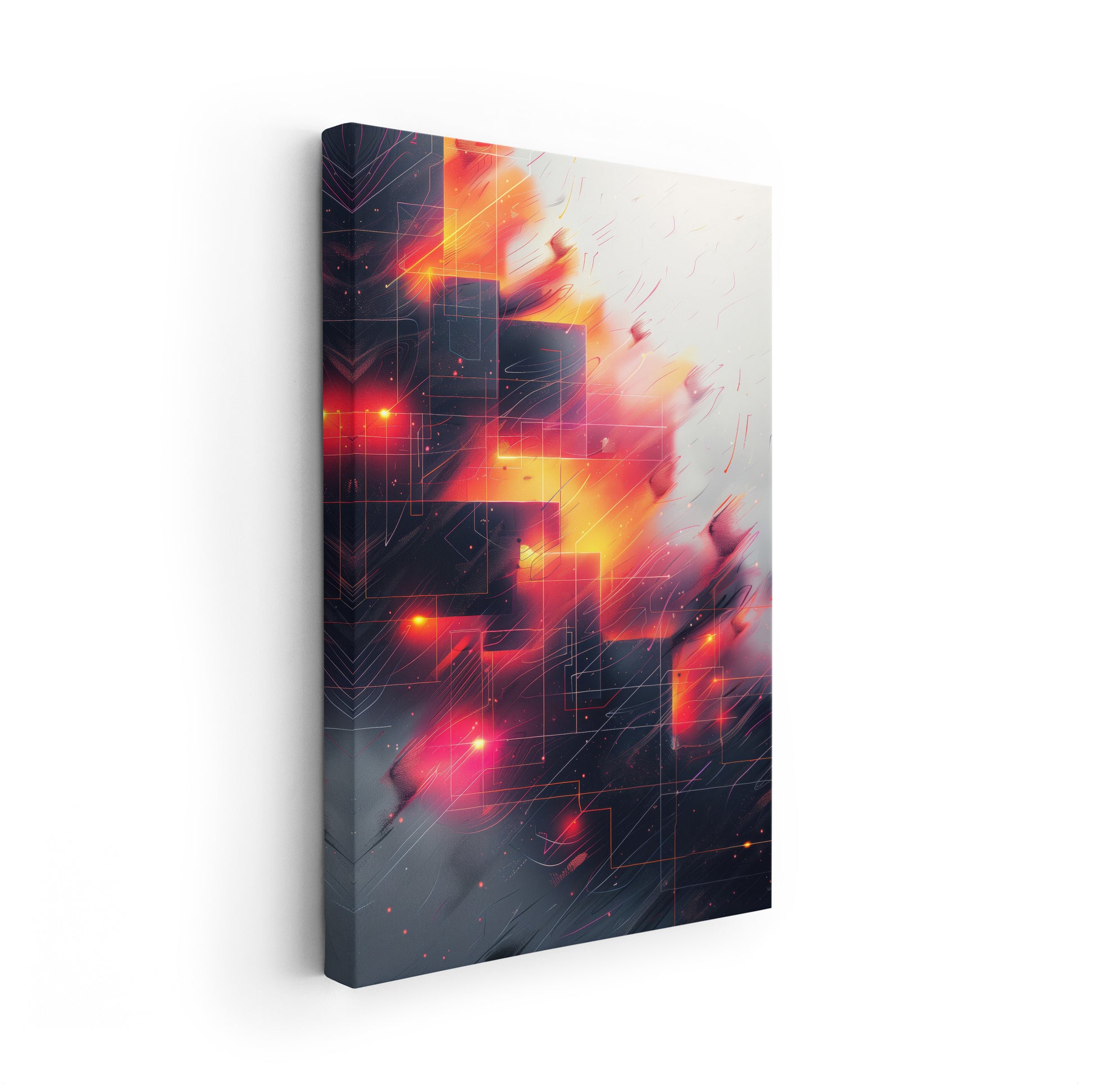 Blazing Mosaic - Abstrakte digitale Kunst auf Leinwand