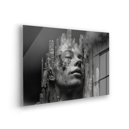 City in Stone - Schwarz-Weiß Foto als Acrylglas Wandbild