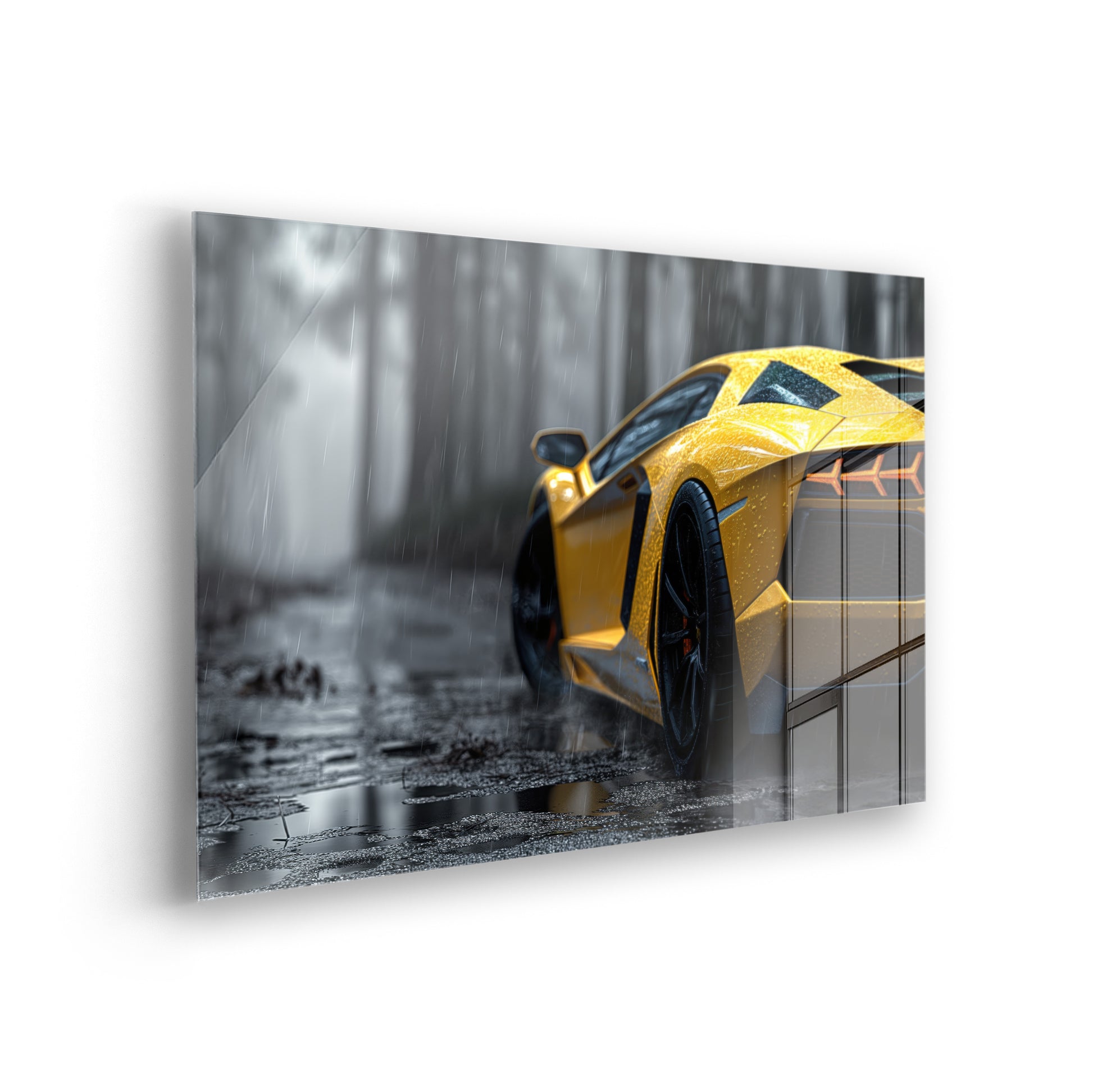 Lamborghini - Black & White - Schwarz-Weiß Foto als Acrylglas Wandbild