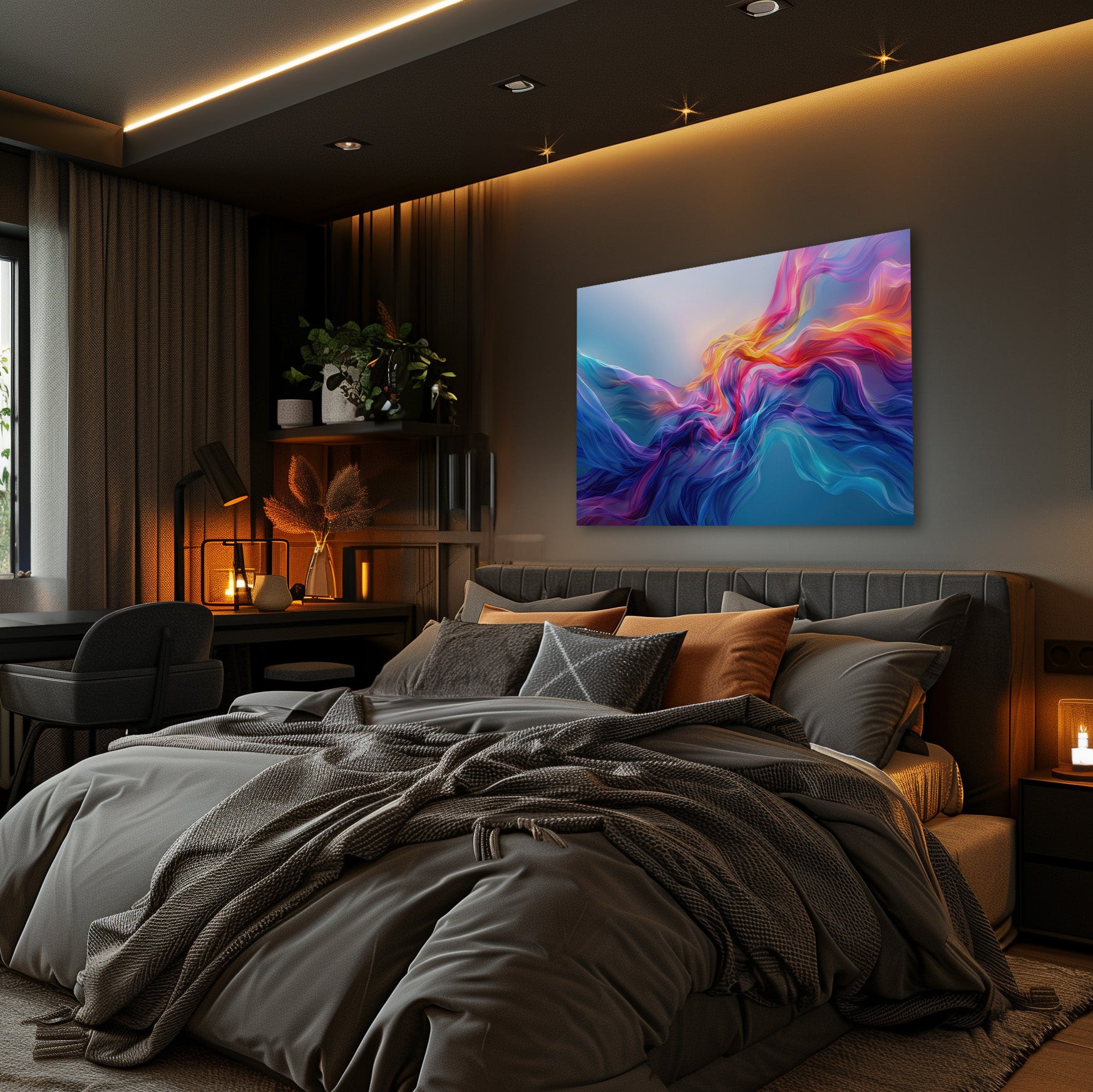 Color Flow - Hochwertige Wandkunst in stilvollem Interieur