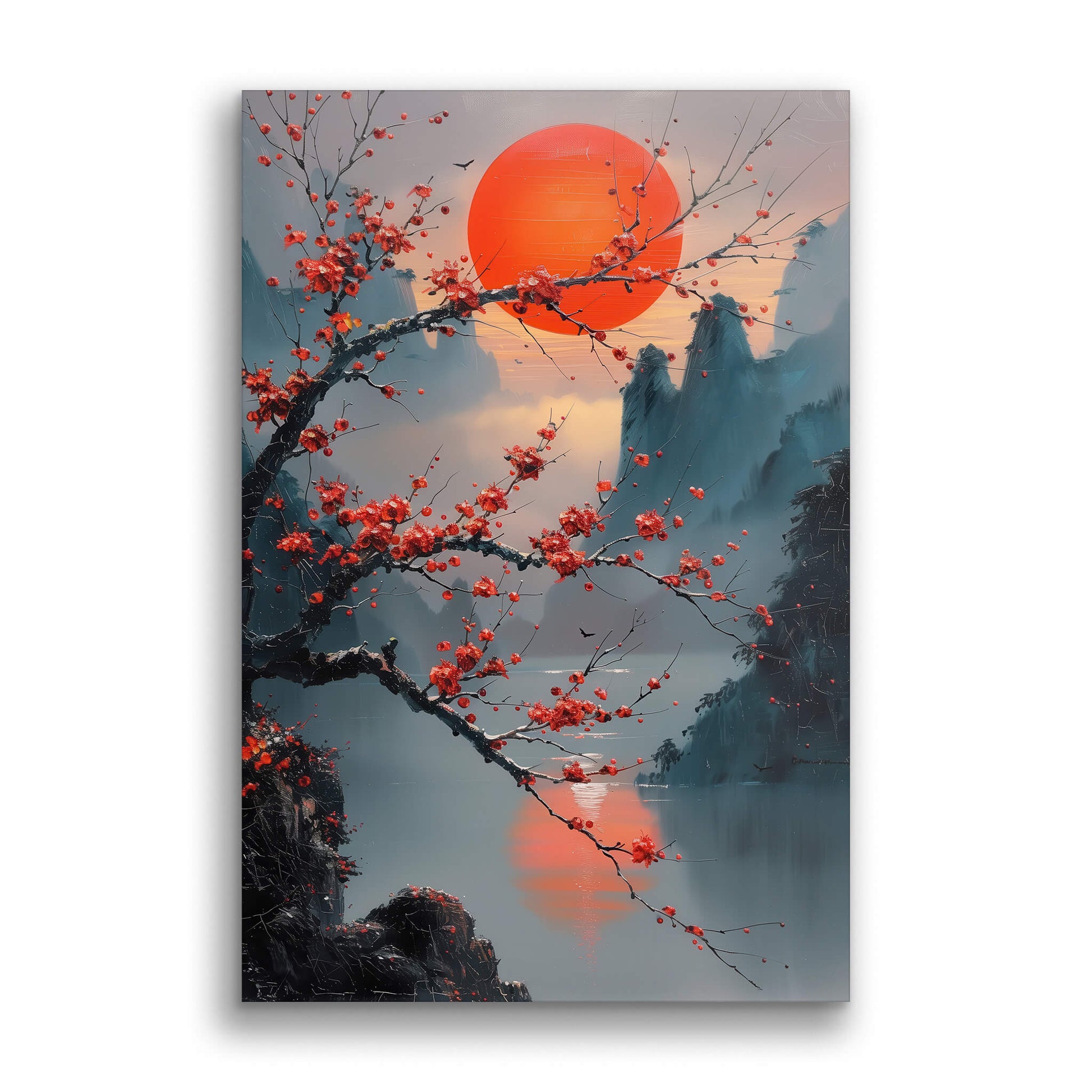 Cherry Branches in Light-Wall Art AI