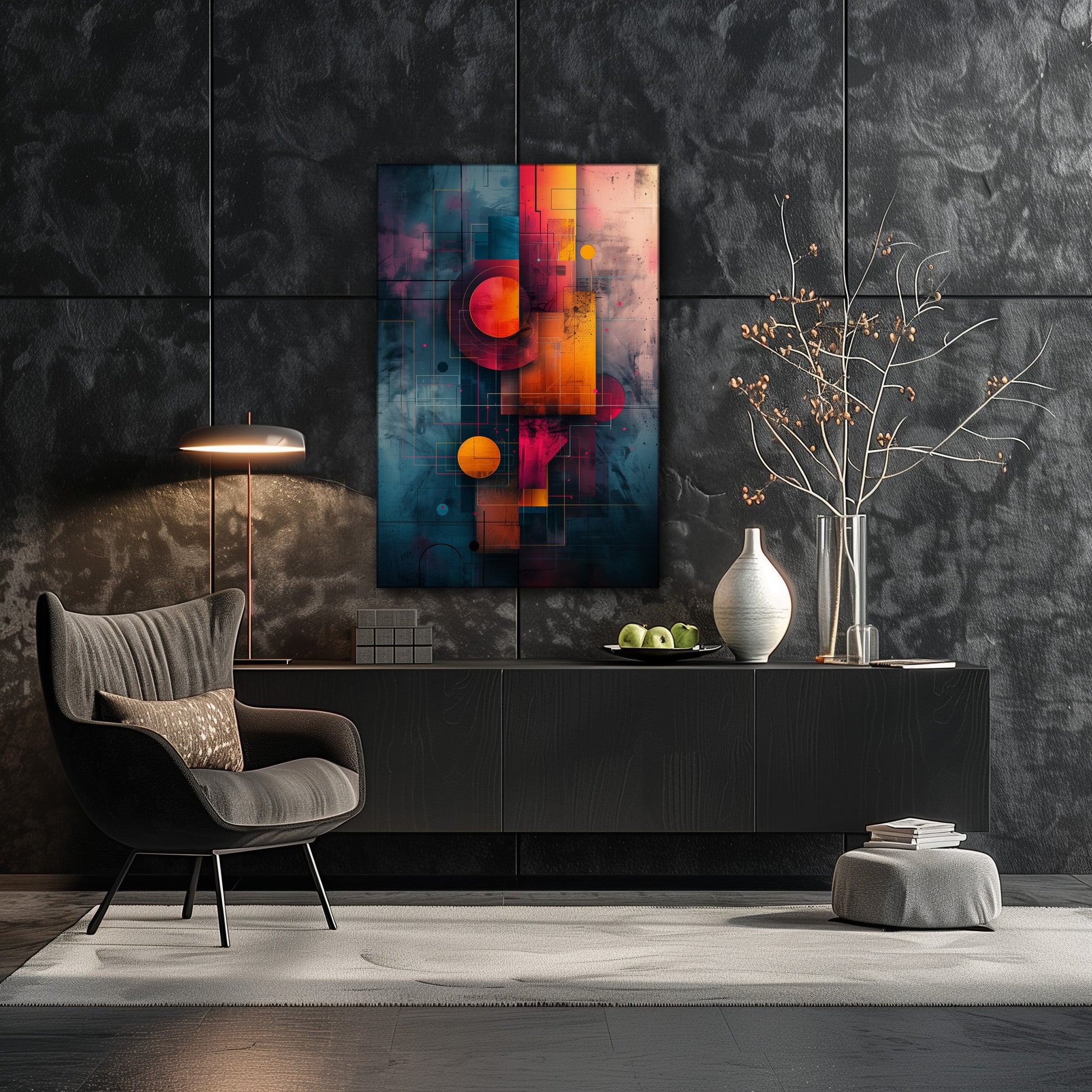 Luminous Mosaic - Premium Wandbild in moderner Wohnumgebung