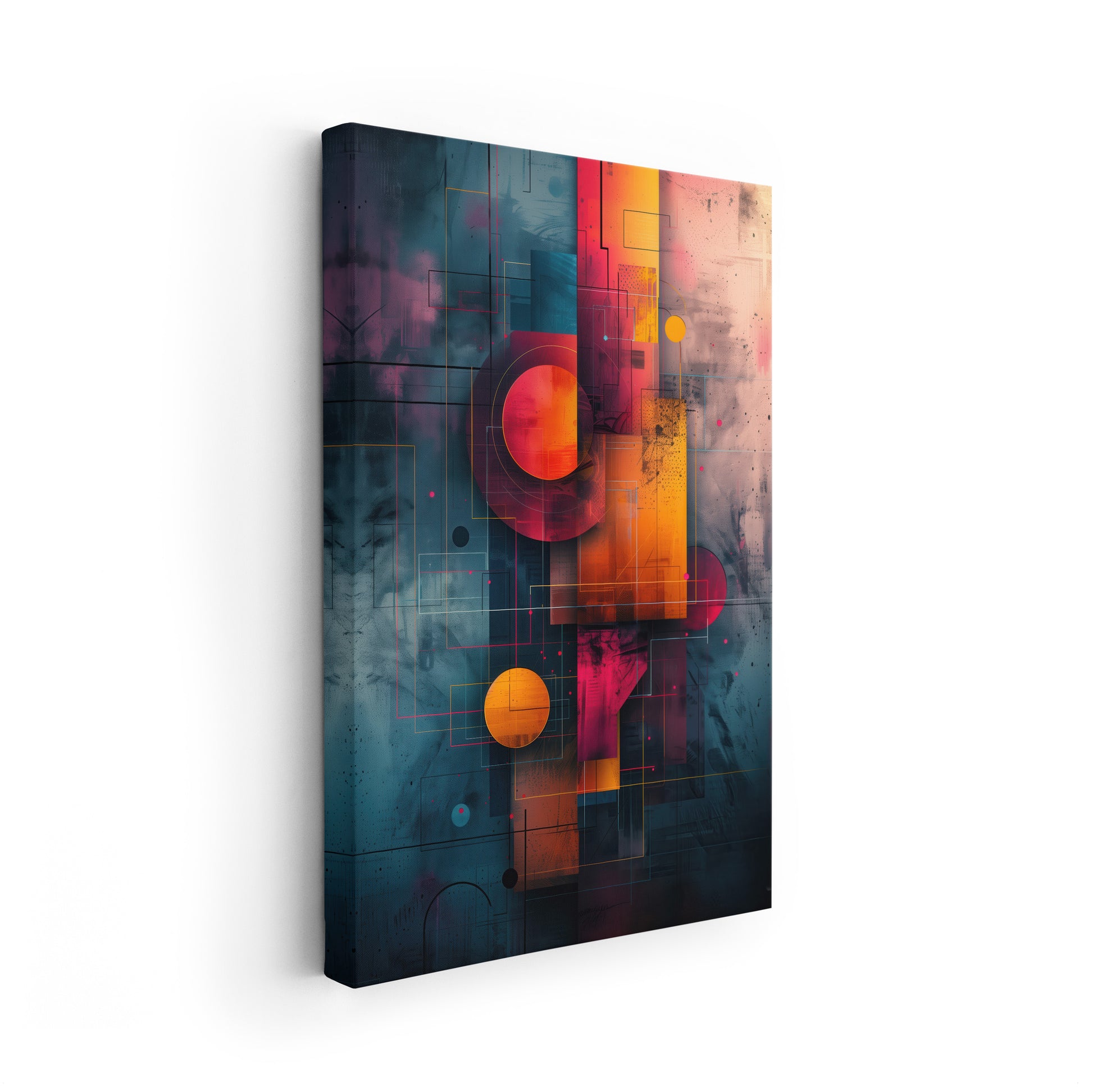 Luminous Mosaic - Abstrakte digitale Kunst auf Leinwand