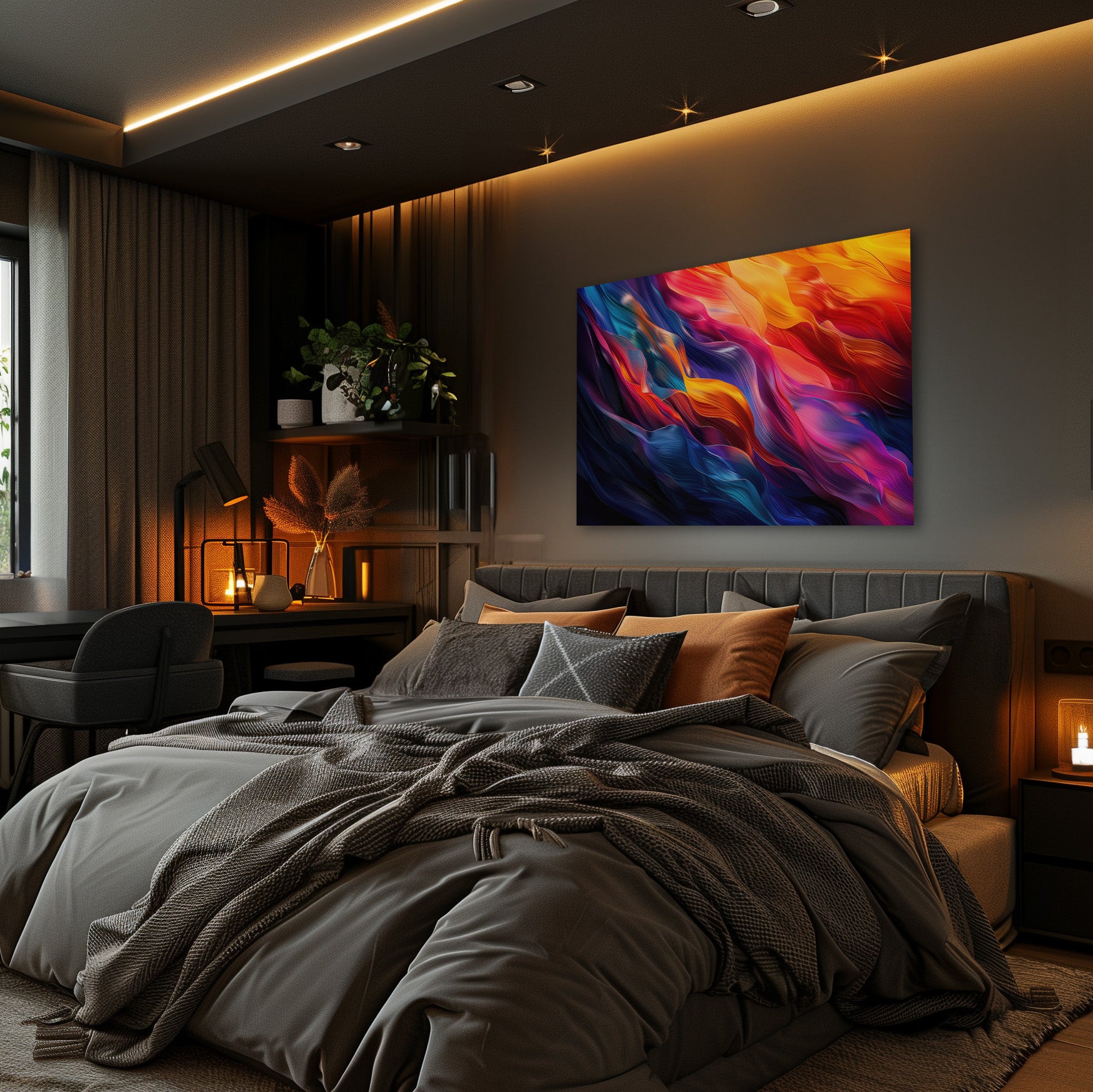 Vibrant Motion - Hochwertige Wandkunst in stilvollem Interieur
