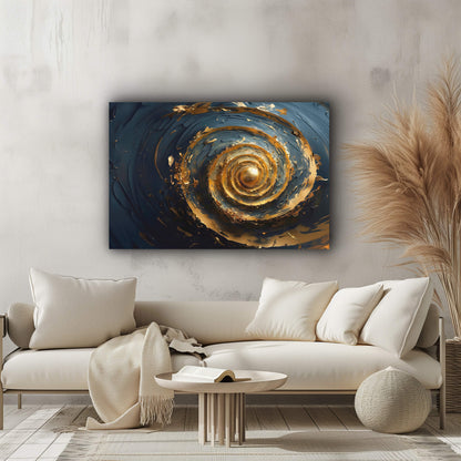 Golden Swirl - Wandbild in moderner Wohnumgebung