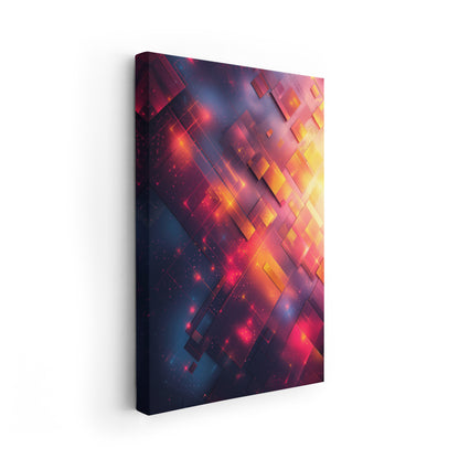 Neon Layers - Abstrakte digitale Kunst auf Leinwand