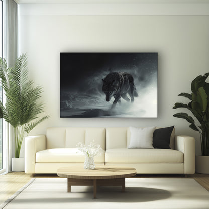 Wolf in Snow - Premium Wandbild in moderner Wohnumgebung