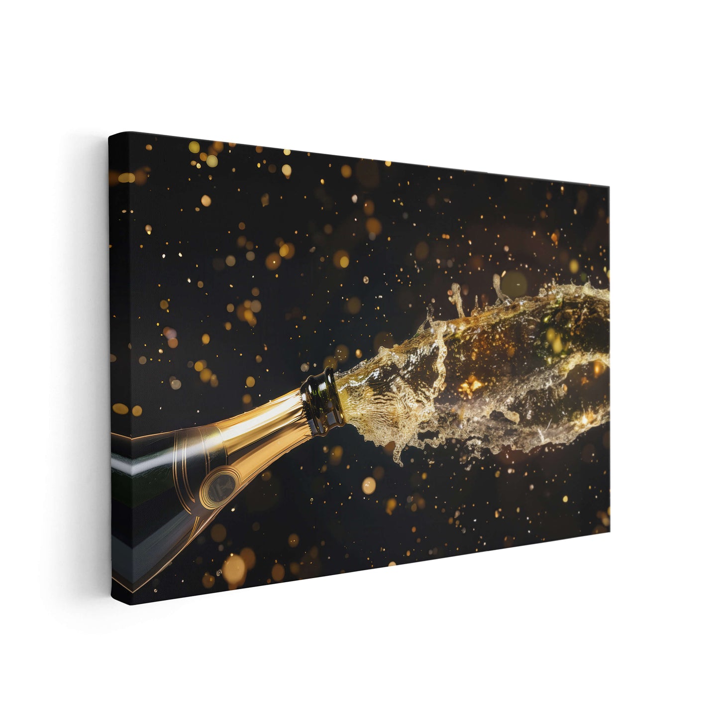 Golden Champagne - Hochwertige Goldene Bilder auf Leinwand