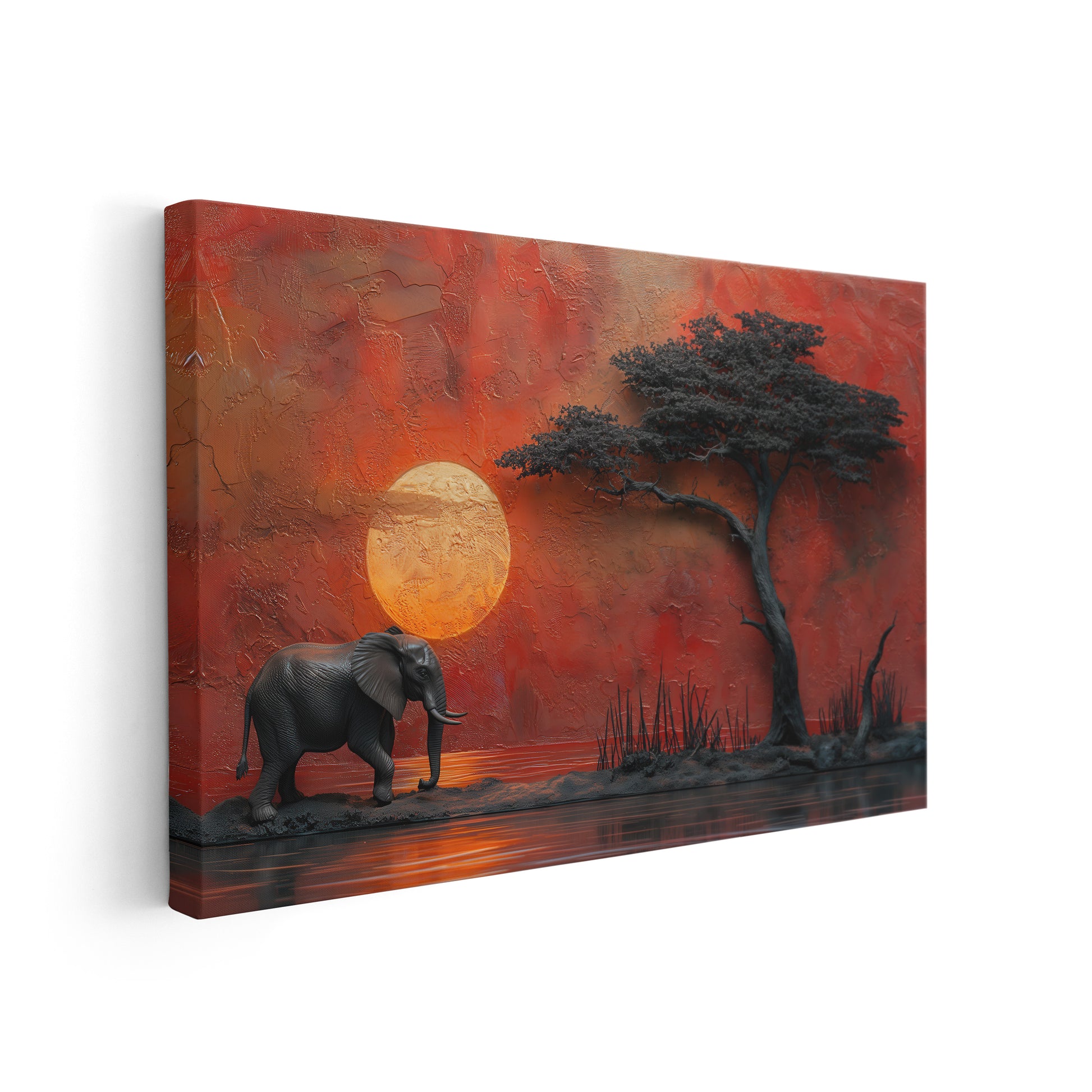 Majestic Evening - Afrikanische Kunst auf hochwertiger Leinwand