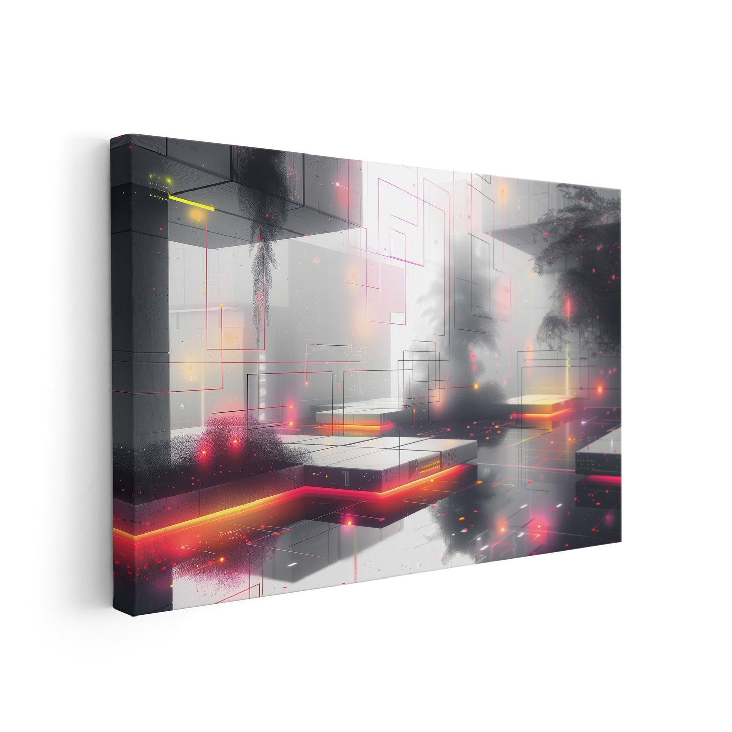 Neon Haze - Abstrakte digitale Kunst auf Leinwand